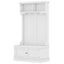 Hall Tree with Storage Shoe Bench for Entryway and Hallway, 4-in-1 Design Coat Racks with 4 Hooks for Living Room, White - Korvel