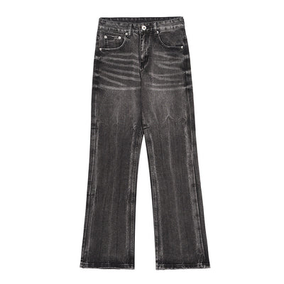 Washed Distressed Wide-Leg Jeans Men's European and American Punk INS Personalized Loose Hole Frayed Flare Pants - Korvel