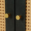 Handcrafted Premium Grain Panels Rattan Sideboard Buffer Cabinet Accent Storage Cabinet With 4 Rattan Doors BLACK - Korvel
