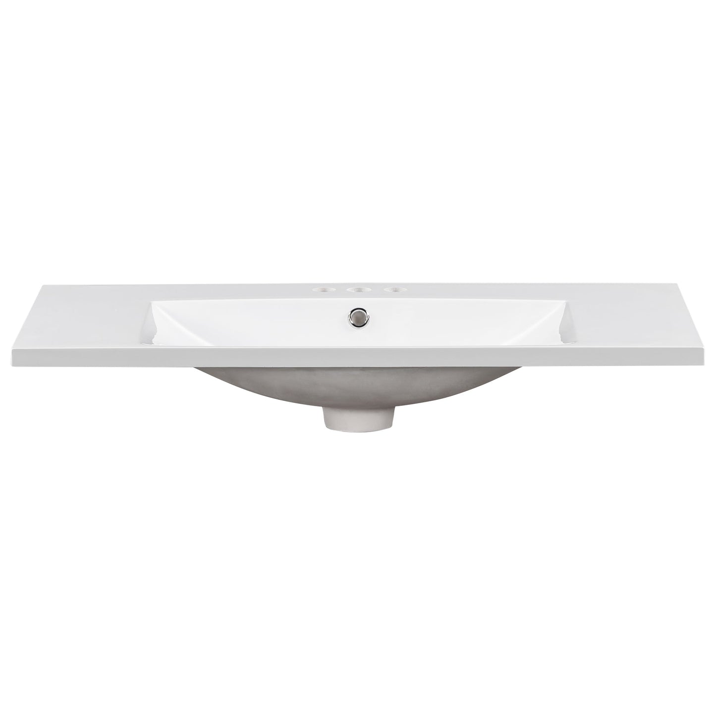 36" Single Bathroom Basin Sink, Vanity Top Only, 3-Faucet Holes, Resin - Korvel