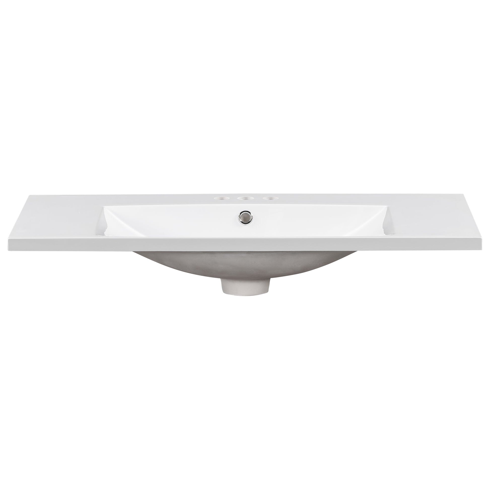 36" Single Bathroom Basin Sink, Vanity Top Only, 3-Faucet Holes, Resin - Korvel