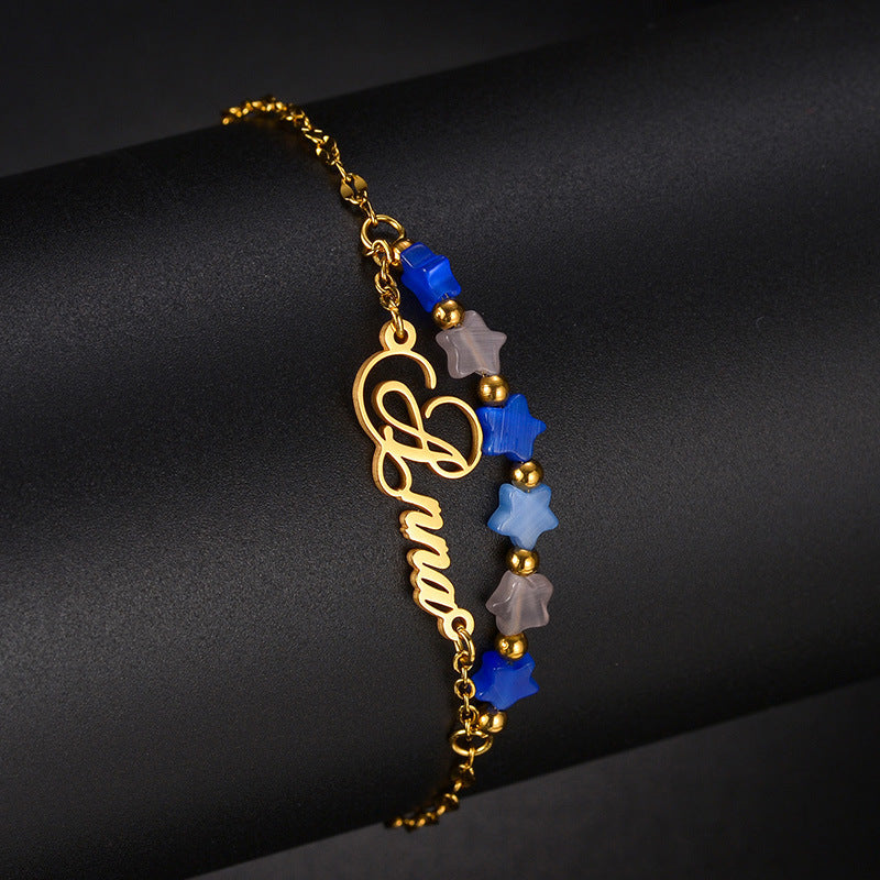 Personalized Cat's Eye Stone Double-Layer Bracelet