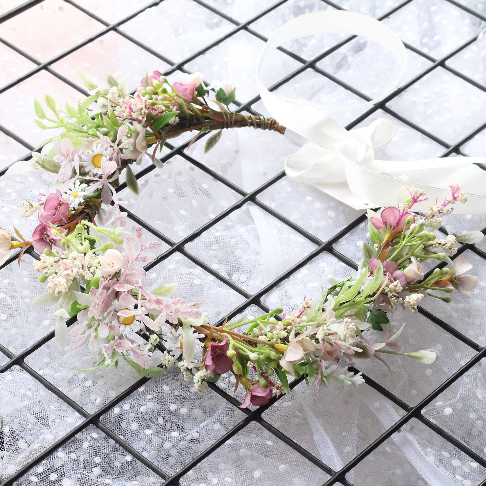 Bridal Flower Wreath Headpiece Original Simulation Starry Sky Water Grass Flower Crown Birthday Wedding Headflower Wreath - Korvel
