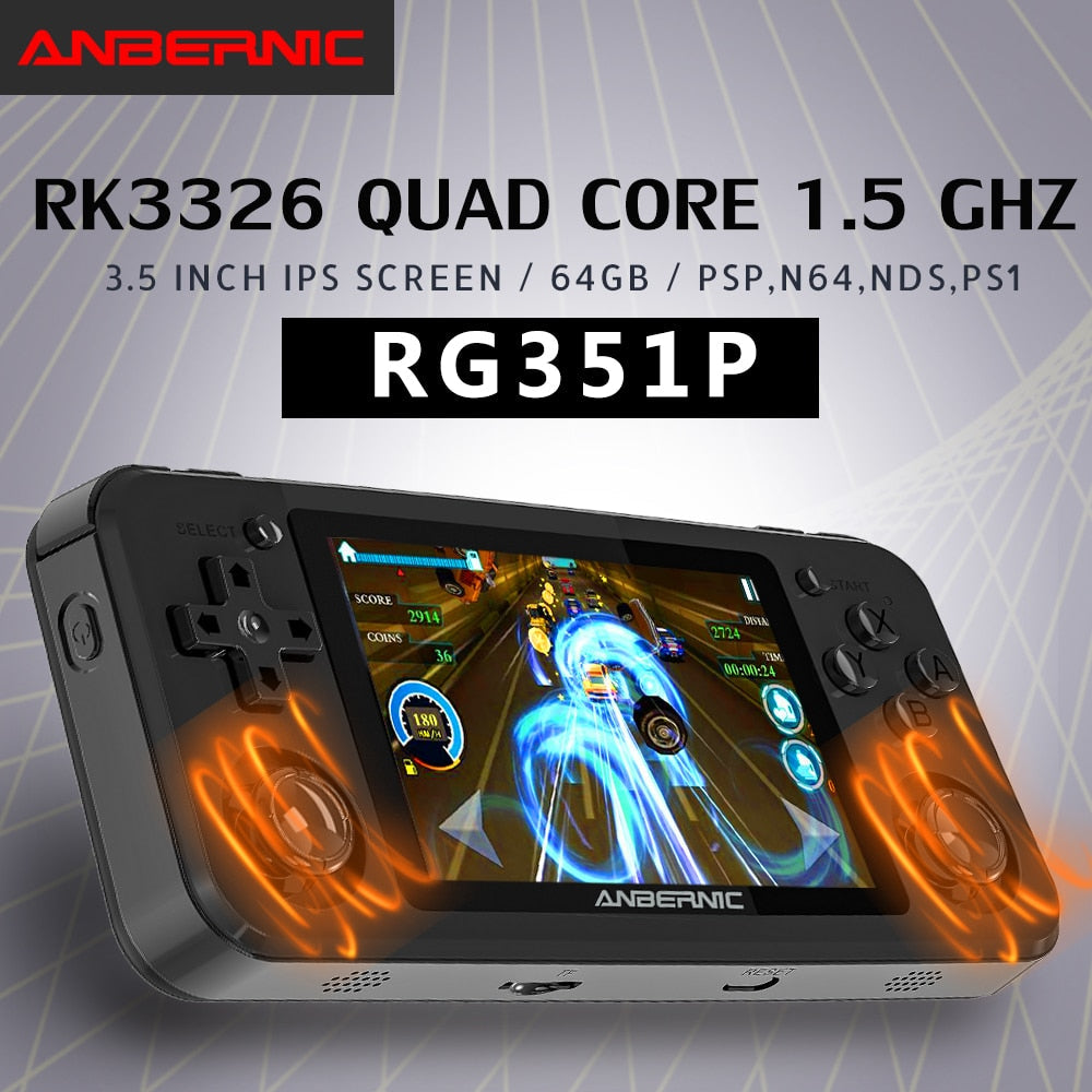 RG351P ANBERNIC  Retro Game PS1 RK3326 64G Open Source System 3.5 inch IPS Screen Portable Handheld Game Console RG351gift 2400 - Korvel