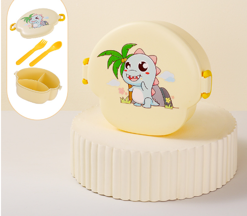 Cartoon cute microwaveable portable lunch box with buckle compartments - Korvel