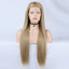 Linen Lace Front Wig Ombre Synthetic Hair Wig Middle Part Highlight Wig Long Straight Hair - Korvel
