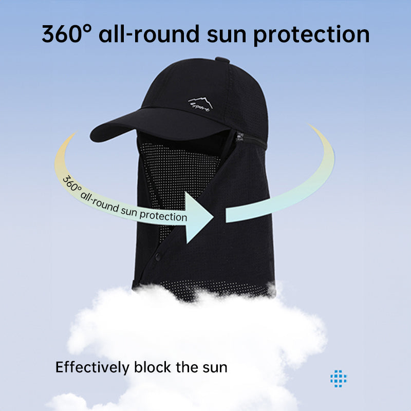 1pc Summer Baseball Cap with Detachable 360° Neck Sun Flap. For men, hiking, fishing, outdoor. - Korvel