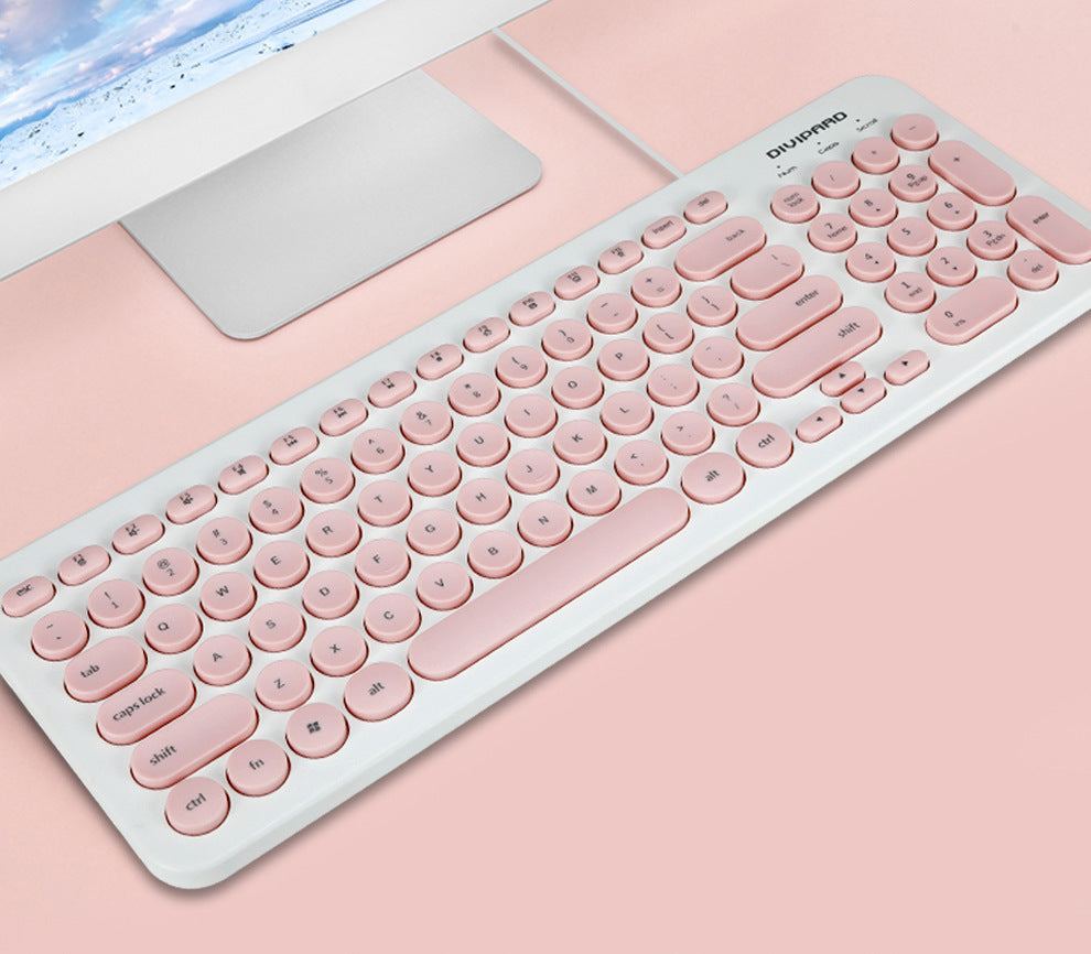 D520 Silent Wired Esports Keyboard USB Ultra Thin 104 Key Business Office Retro Punk Computer Gaming Keyboard - Korvel