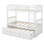 Twin over Twin Wood Bunk Bed with Trundle and Drawers White - Korvel