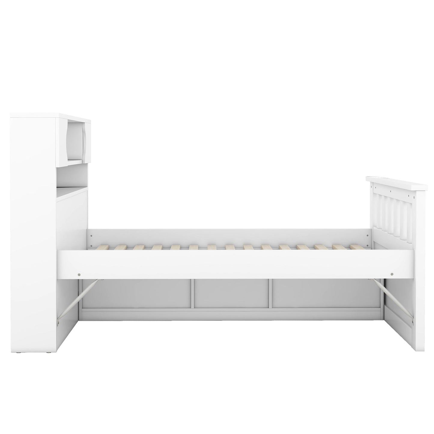 Cama plataforma tamaño twin Captain con almacenamiento en blanco