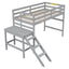 Premium Twin Loft Bed with Platform and Ladder in Grey