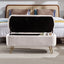 Ivory White Storage Ottoman Bench with Gold Legs