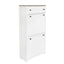 ONTREND ultra-thin shoe cabinet set with 4 flip drawers and adjustable panel top shoe rack, white - Korvel