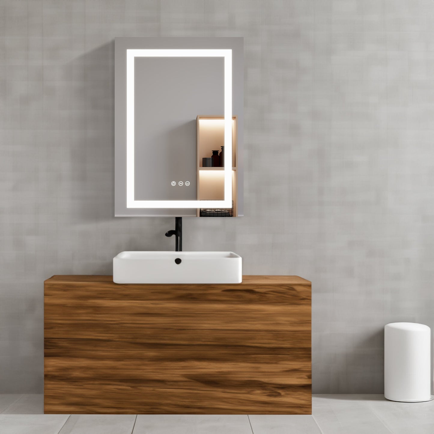 Miroir de Salle de Bain LED de 26x20 Pouces avec Interrupteur Tactile