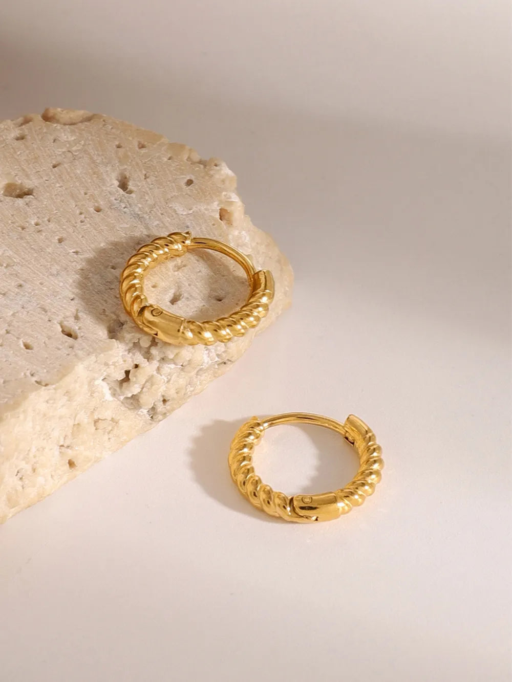 18K Gold-Plated Stainless Steel Huggie Earrings - Korvel