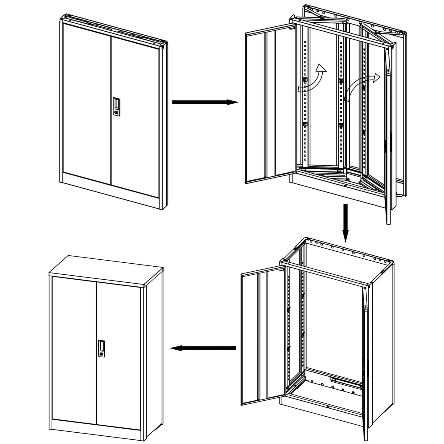 Metal storage cabinet with locked door and adjustable shelf foldable storage cabinet black - Korvel