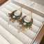 Pendientes Colgantes de Rhinestone Verde Oscuro Elegantes