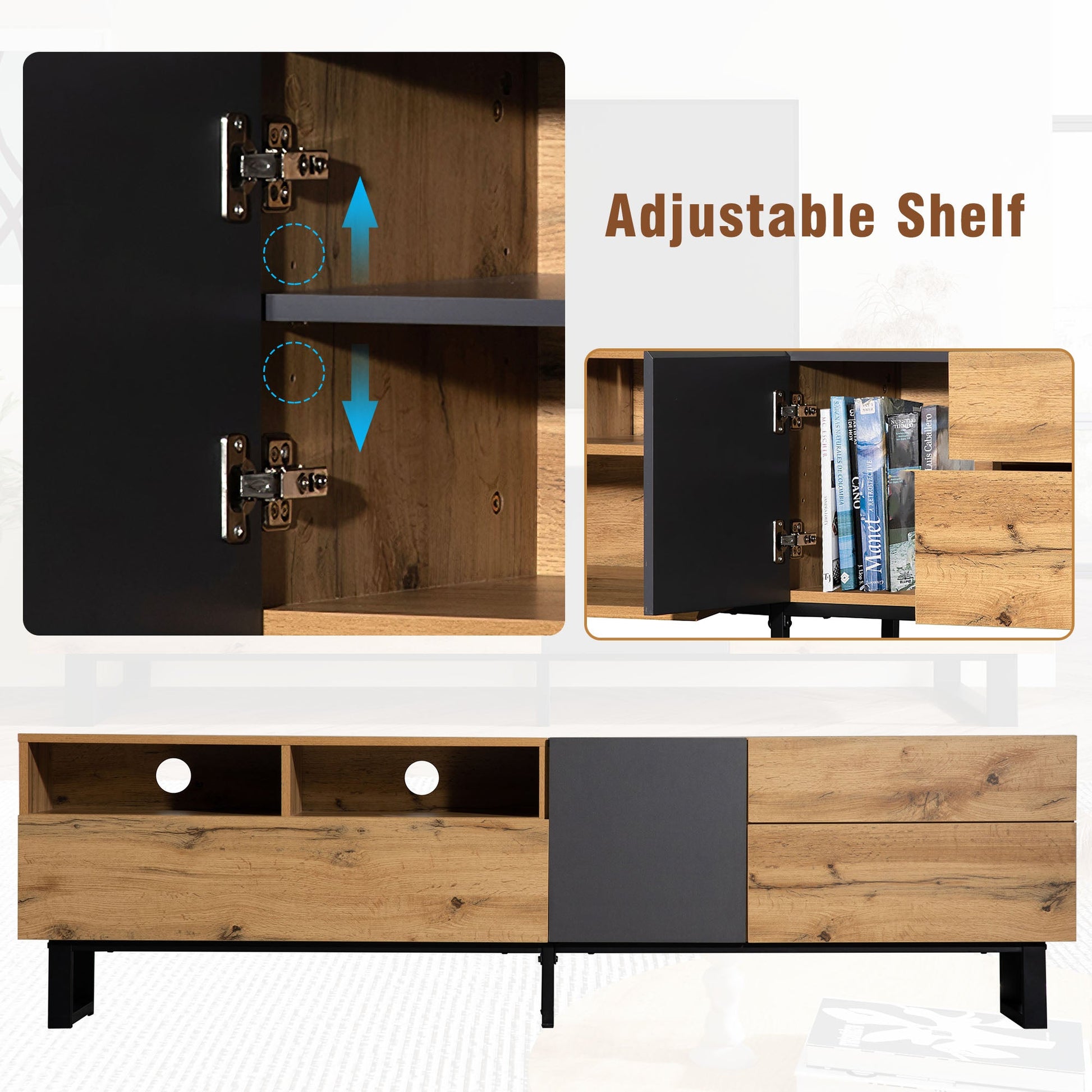 Modern TV Stand for 80'' TV with Double Storage Space - Korvel