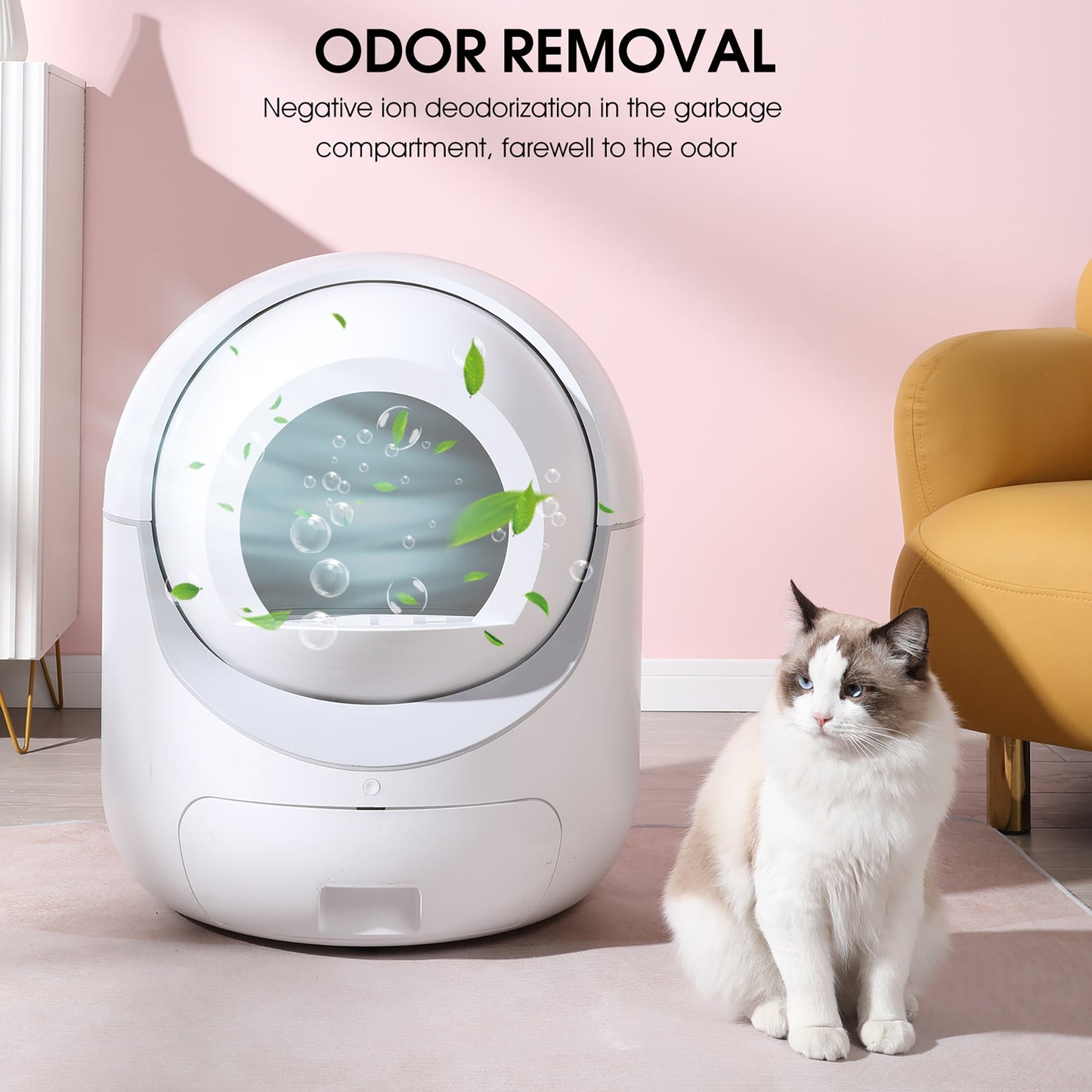 Intelligent cat litter box, automatically eliminates odors, application control, supports multiple cats with 5G and 2.4G WiFi - Korvel