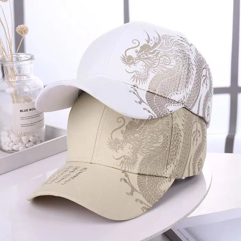 Casquette de baseball ajustable imprimée dragon universel