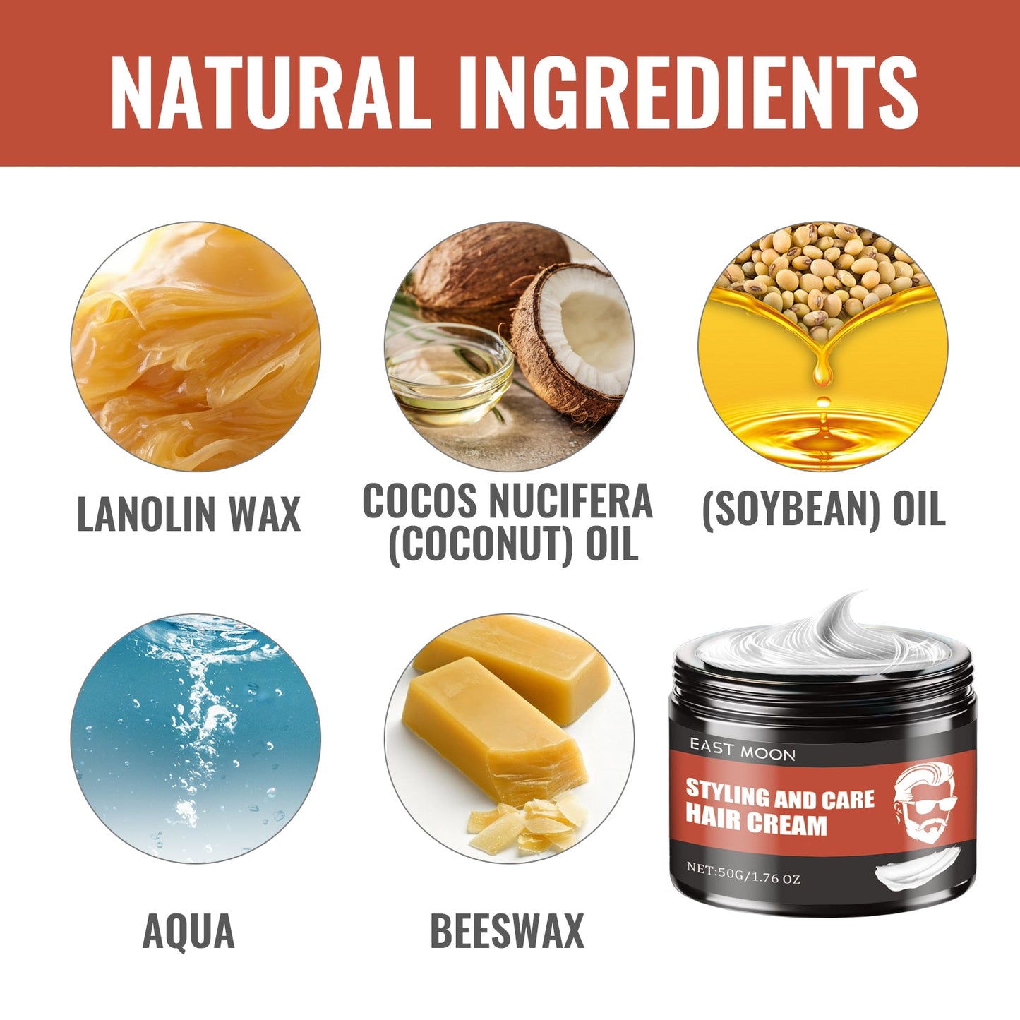Styling And Care Hair Cream, Strong Hair Styling Moisturizing Shine Long-Lasting Styling Natural Volumizing Cream - Korvel