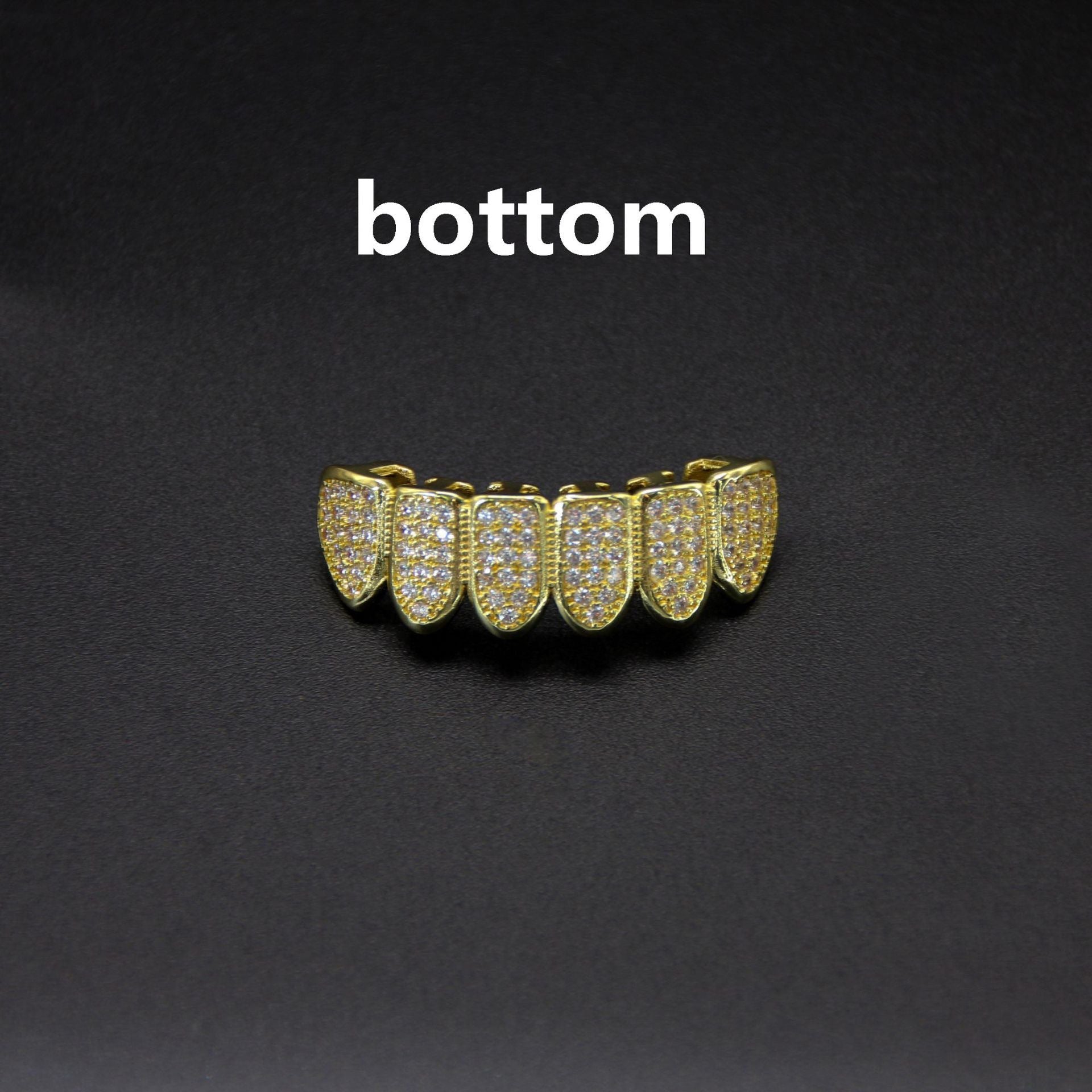 Hip hop braces with copper zircon micro inlaid with real gold Halloween teeth decoration exaggerated hiphopgrills - Korvel
