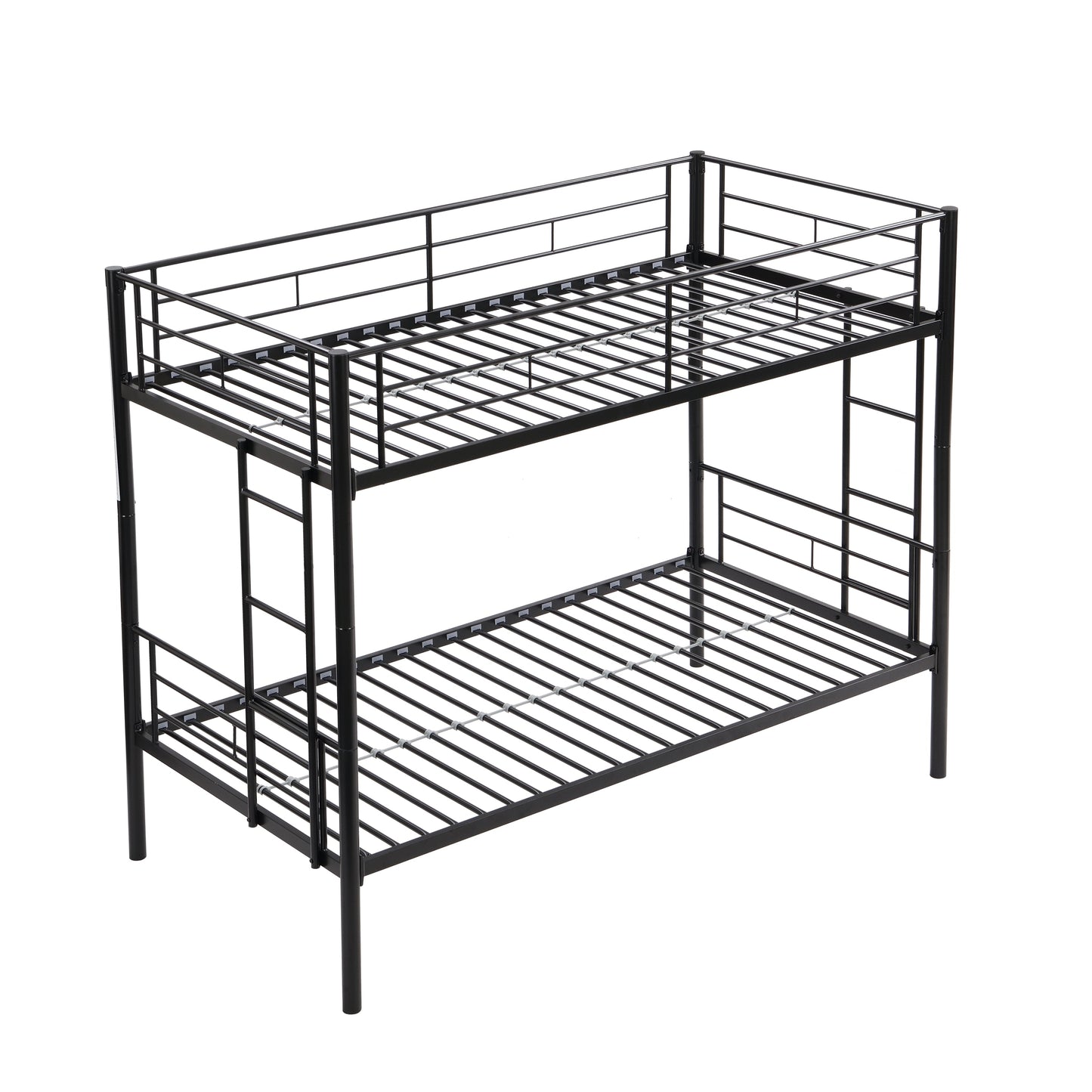 Premium Bunk Bed with Dual Ladders and Guardrail - Black