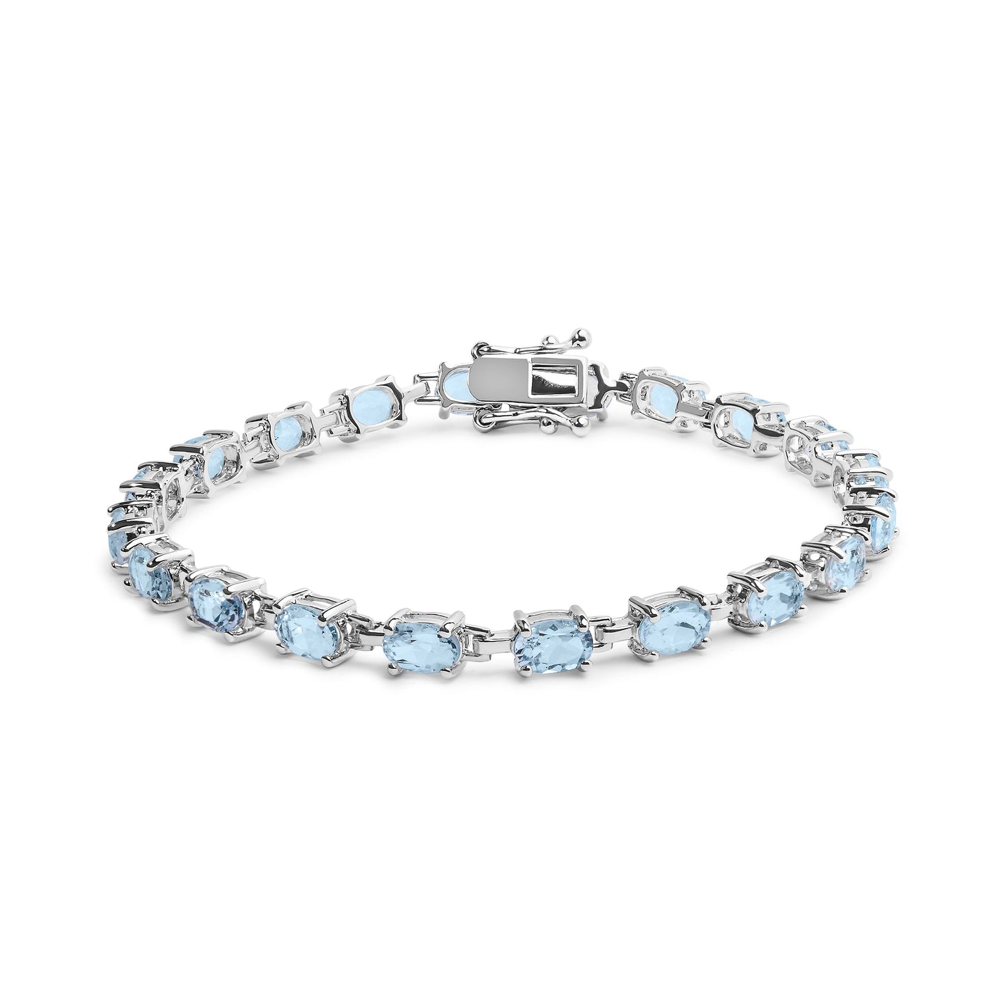 .925 Sterling Silver 11.0 Cttw Light Blue Topaz Link Bracelet - 7 inch