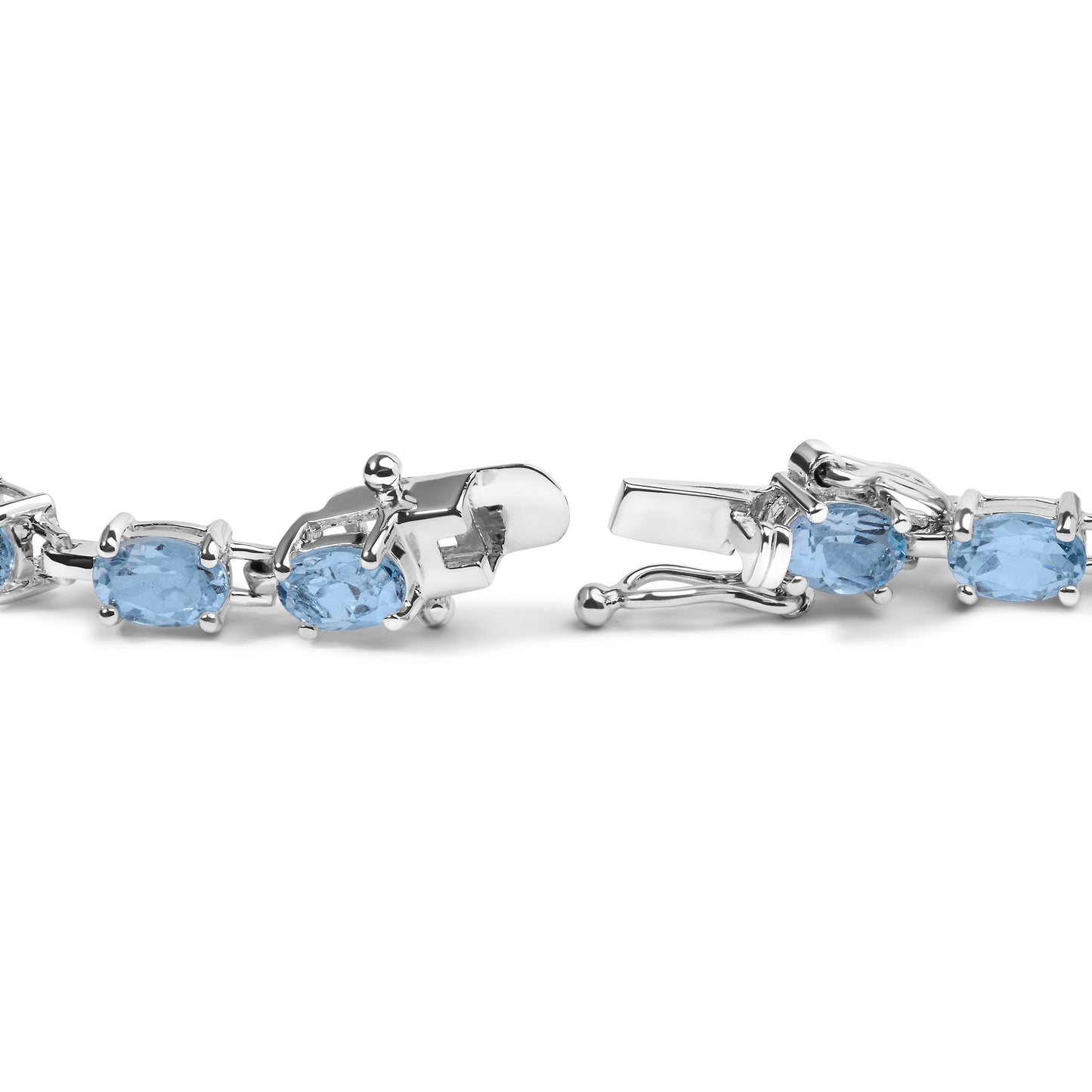 .925 Sterling Silver 11.0 Cttw Light Blue Topaz Link Bracelet - 7 inch
