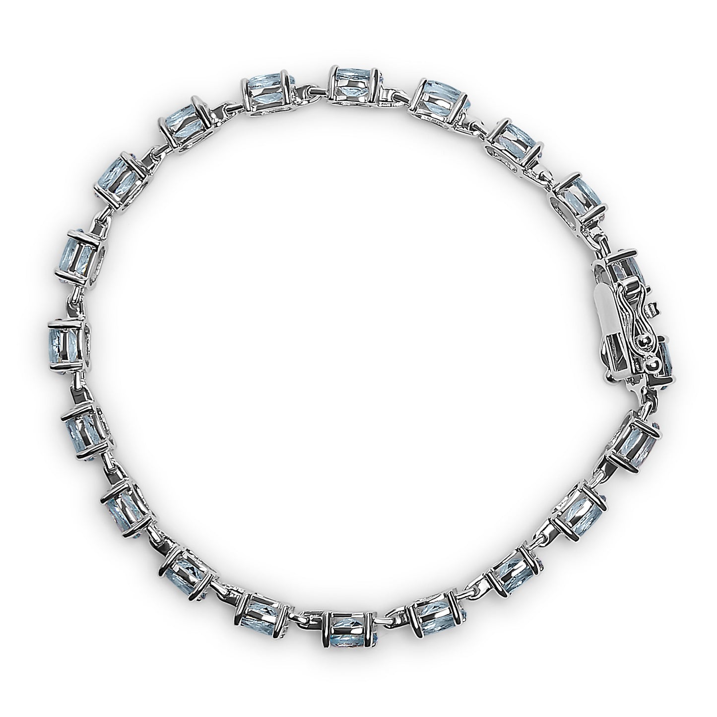 .925 Sterling Silver 11.0 Cttw Light Blue Topaz Link Bracelet - 7 inch