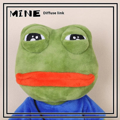 Original New Sad Frog Doll Plush Toy Juvenile Version Shoulder Bag Pepe Funny Green Frog Big Mouth Smiling Frog Boys Gifts - Korvel