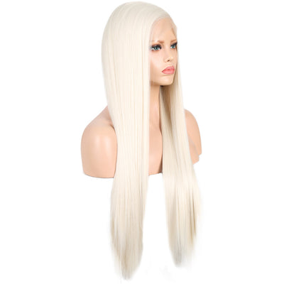 13*2. 60# Chemical Fiber Front Lace Wig Headgear Long Straight Hair Natural Hairline Wig - Korvel