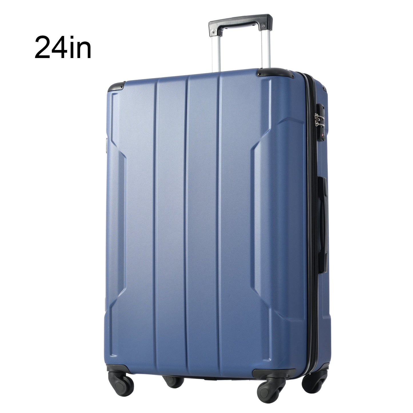 Hardshell Luggage Spinner Suitcase with TSA Lock Lightweight Expandable 24'' (Single Luggage) Blue + ABS + 24 Inch - Korvel