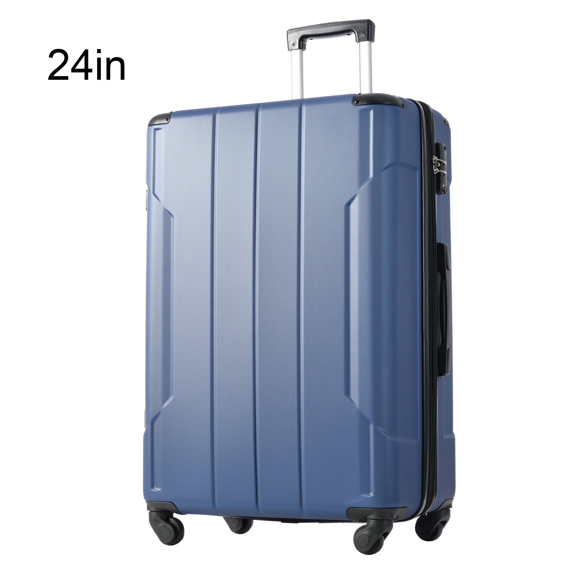 Hardshell Luggage Spinner Suitcase with TSA Lock Lightweight Expandable 24'' (Single Luggage) Blue + ABS + 24 Inch - Korvel