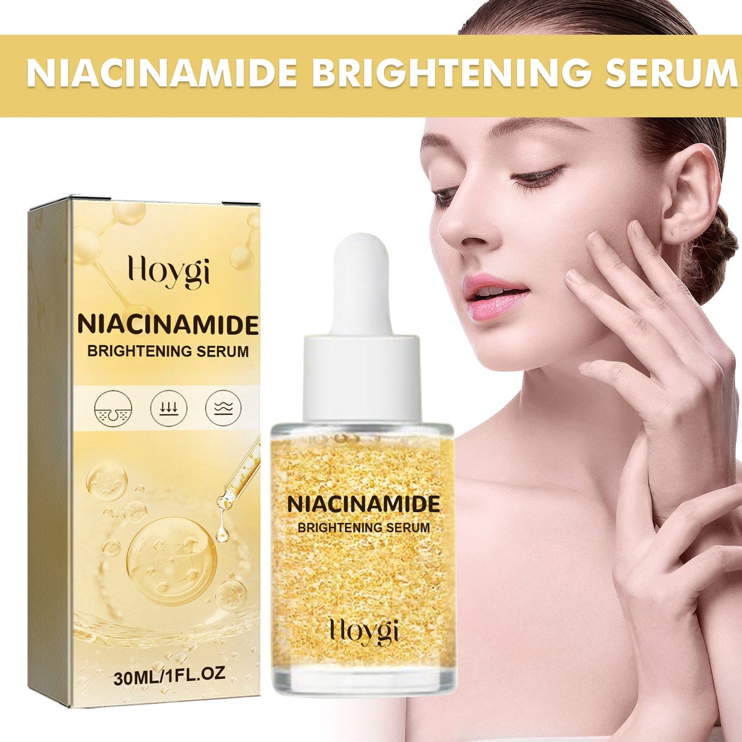 HOYGI Niacinamide Brightening Serum, Lightening Spots And Fine Lines Brightening Skin Hydrating Moisturizing Facial Treatment - Korvel