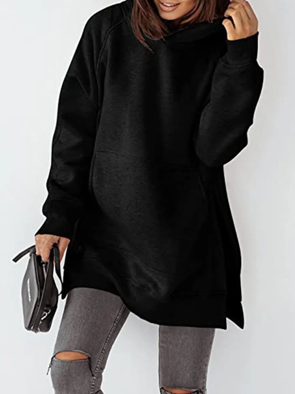 Sudadera con Capucha de Manga Raglán y Bolsillos Laterales