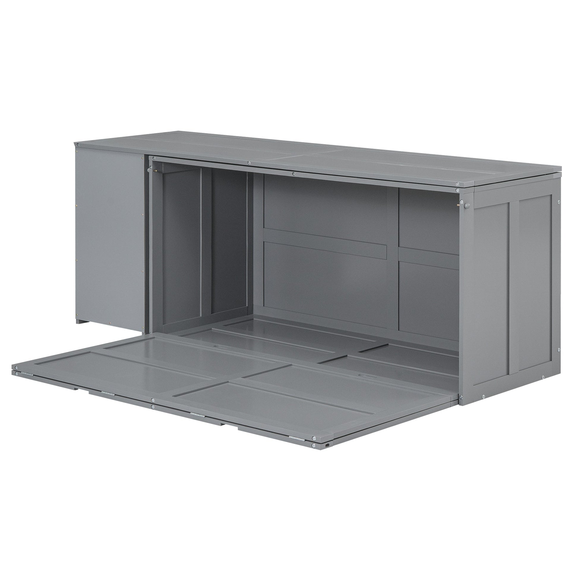 Queen Size Murphy Bed with Rotable Desk  Gray - Korvel