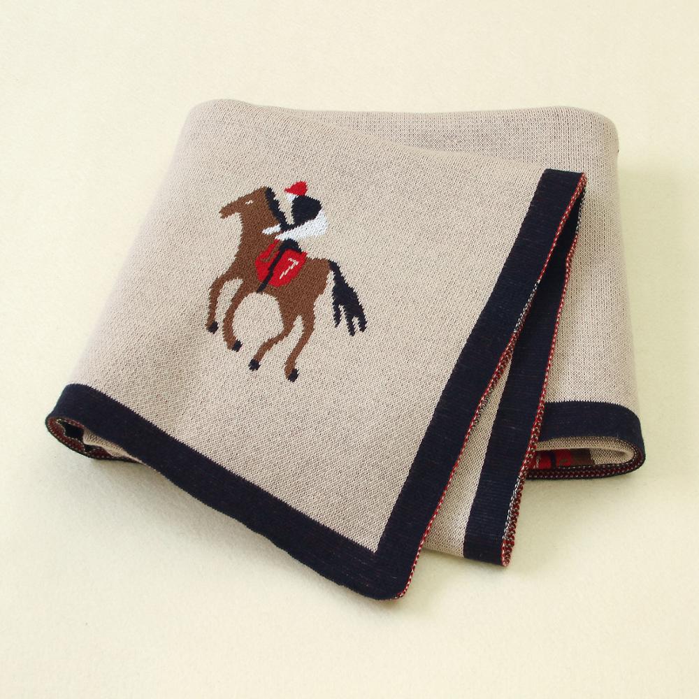 Baby Blankets Knitted Newborn Cute Cartoon Soft Warm Swaddle Kids Bath Towels 100*80cm Toddler Infantil Stroller Bedding Blanket - Korvel