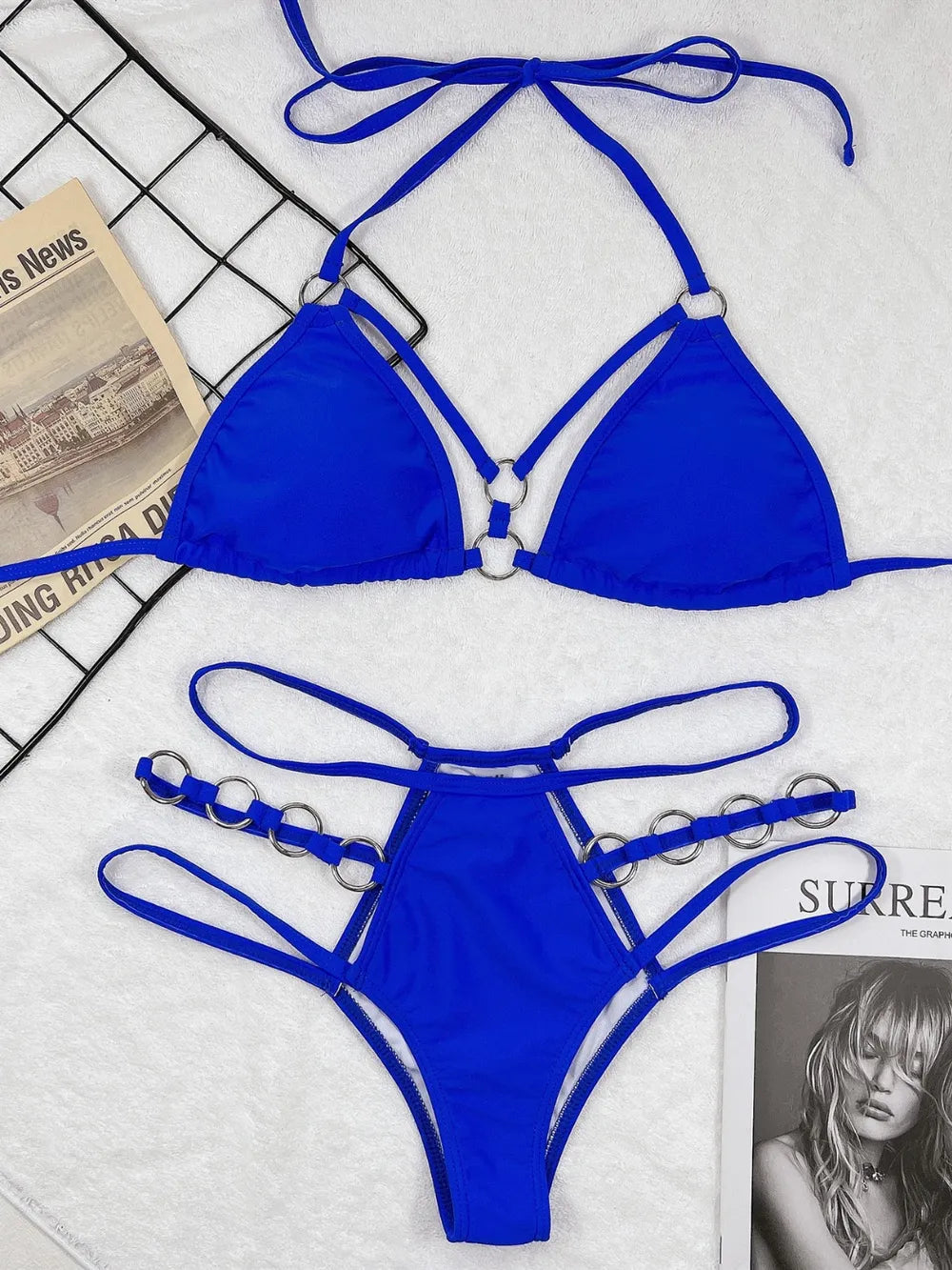 Cutout Halter Neck Two-Piece Bikini Set - Korvel
