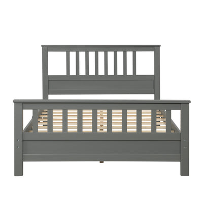 Wood Platform Bed with Headboard and Footboard  Full (Gray) - Korvel
