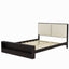Queen Size Platform Bed Frame with Upholstery Headboard and Bookshelf in Footboard and LED Light Strips, Espresso - Korvel