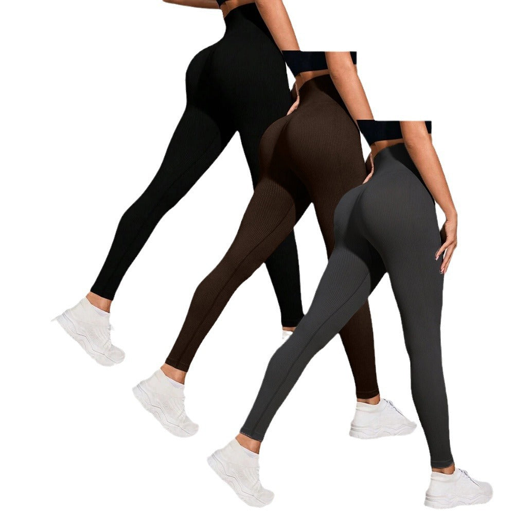 Threaded autumn and winter yoga pants seamless fitness pants high waisted sports yoga clothes leggings - Korvel