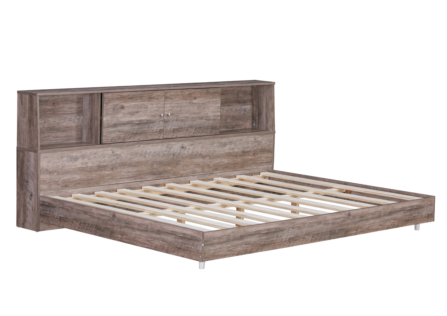Full Size Daybed Frame with Storage Bookcases Wood Light Oak - Korvel