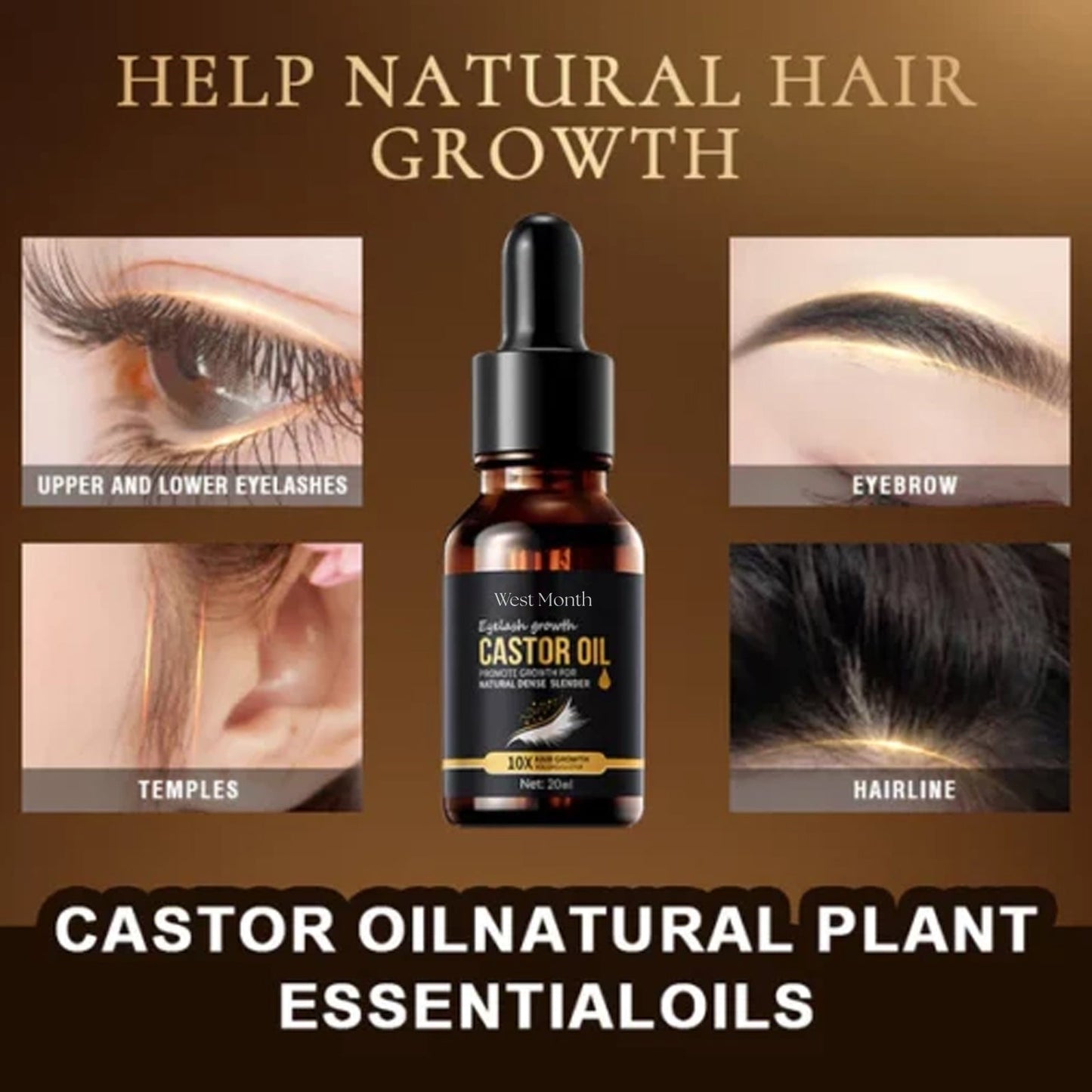 Castor Oil Mascara, Thickening & Moisturizing Natural Long Jet Black Curling Mild Mascara - Korvel