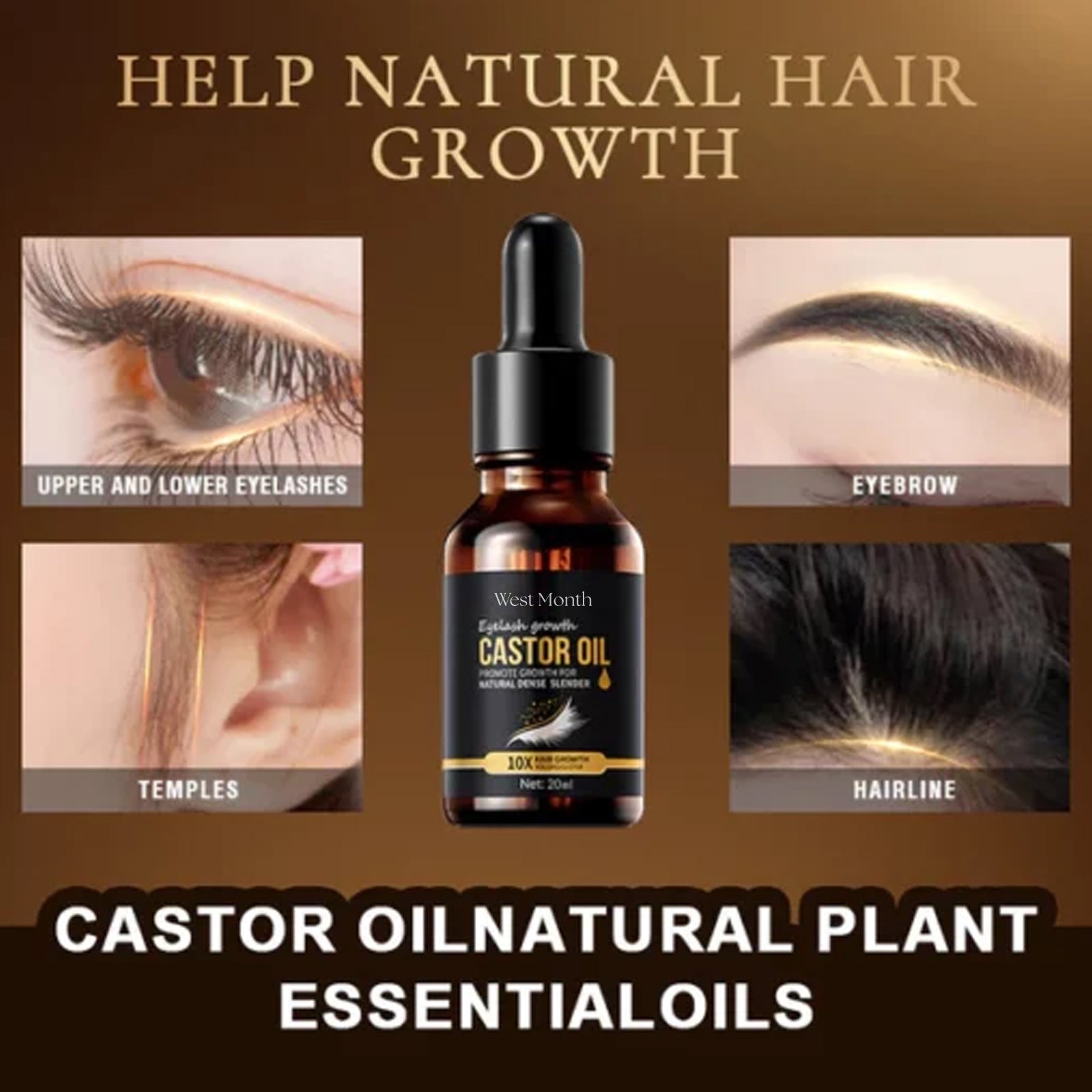 Castor Oil Mascara, Thickening & Moisturizing Natural Long Jet Black Curling Mild Mascara - Korvel