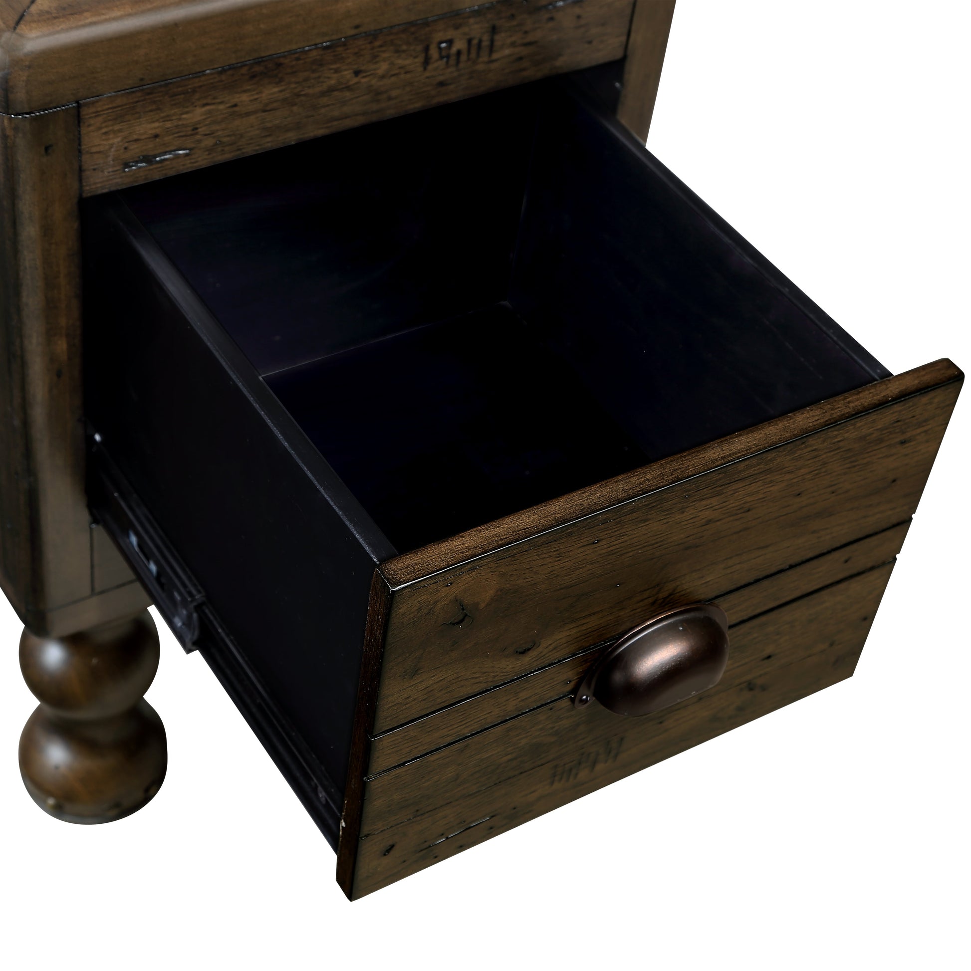 Solid wood end table, rectangular 23.6 inch narrow edge table with drawers, vintage bedside table, Espresso - Korvel