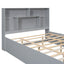 Elegant Queen Size Platform Bed with Storage Headboard, Gray