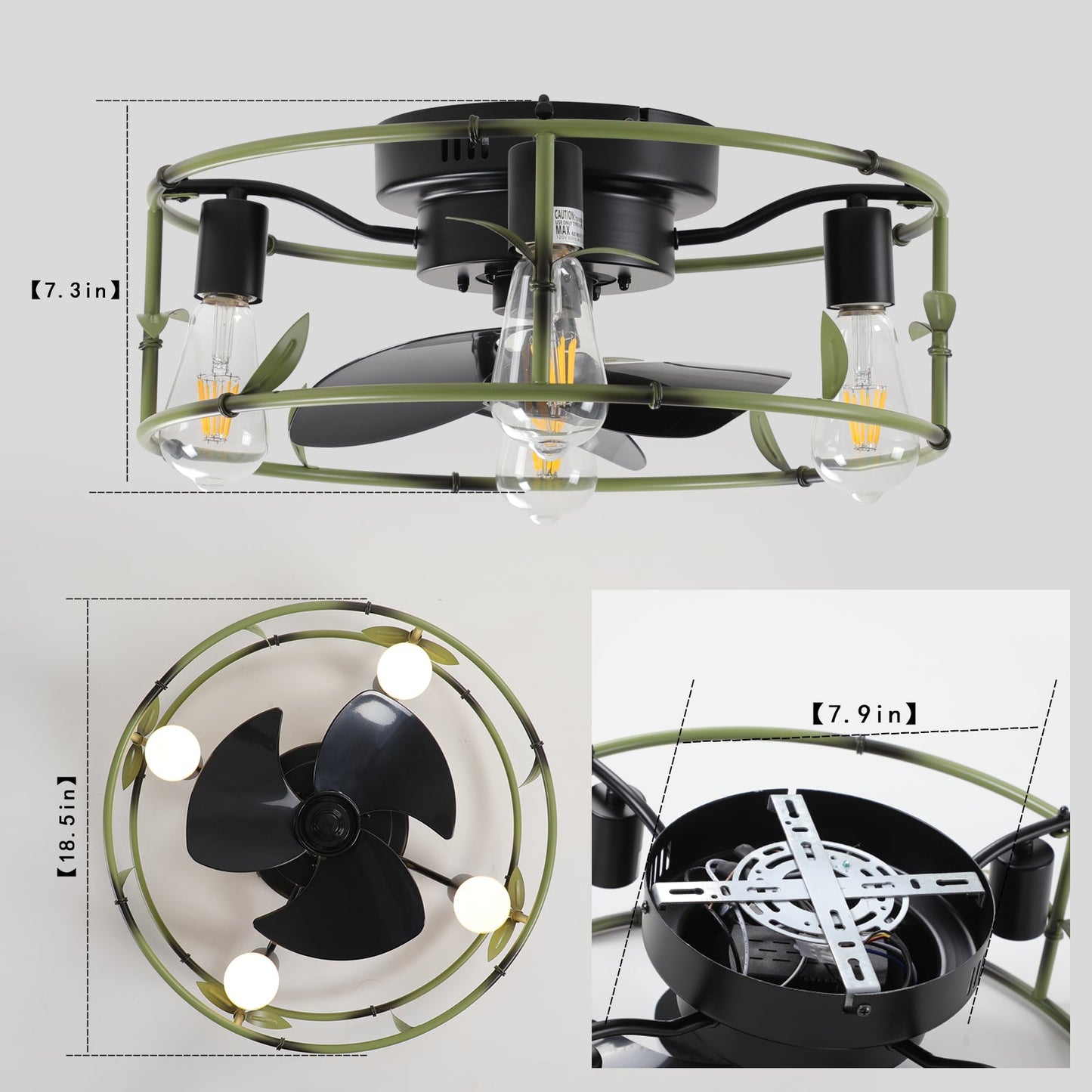 Modern Flush Mount Ceiling Fan with Lights and Remote Control