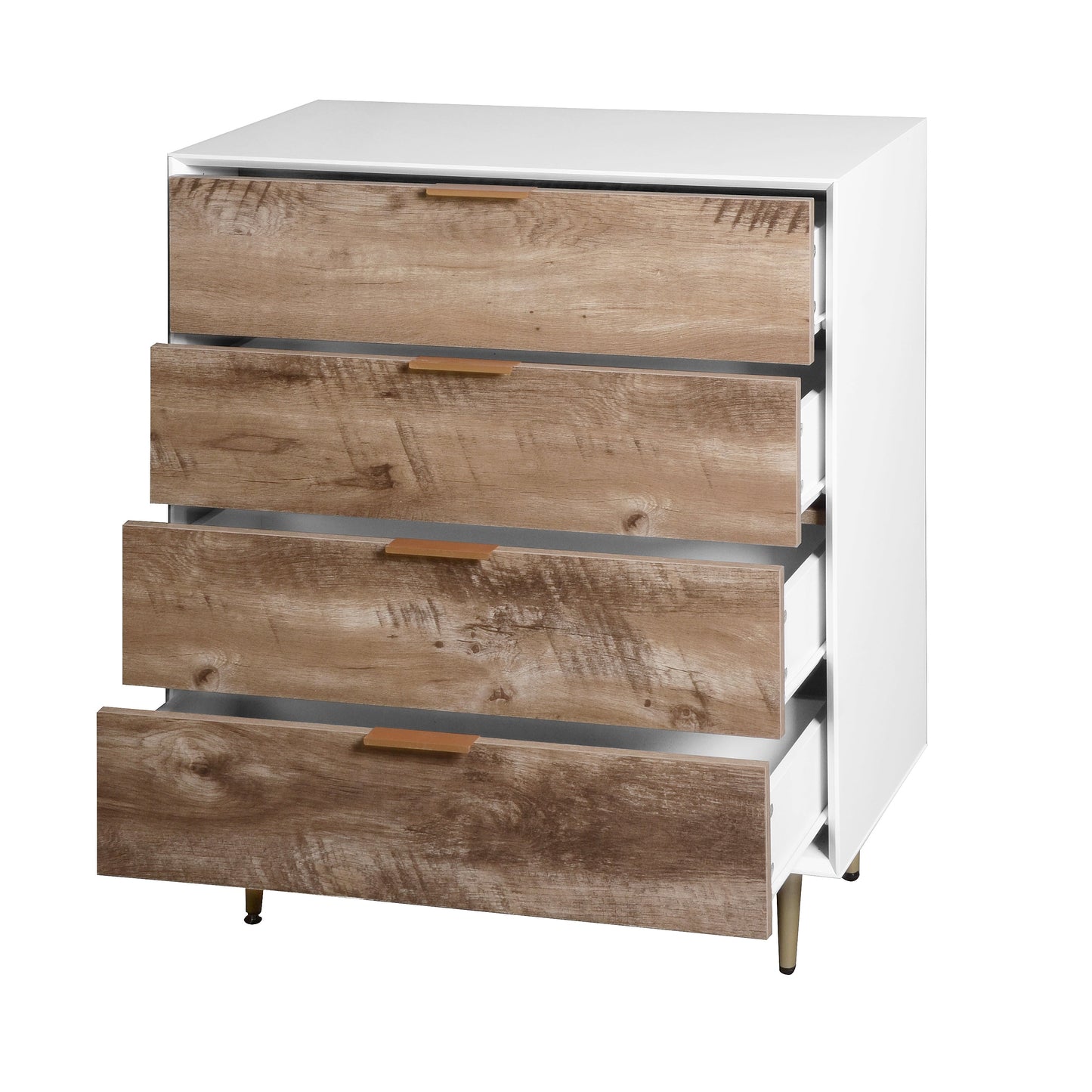 Wooden Tall 4 Drawer Dresser,Chest of Drawers with 4 Metal Legs, Anti-Tipping Device for Bedroom,Living Room - Korvel