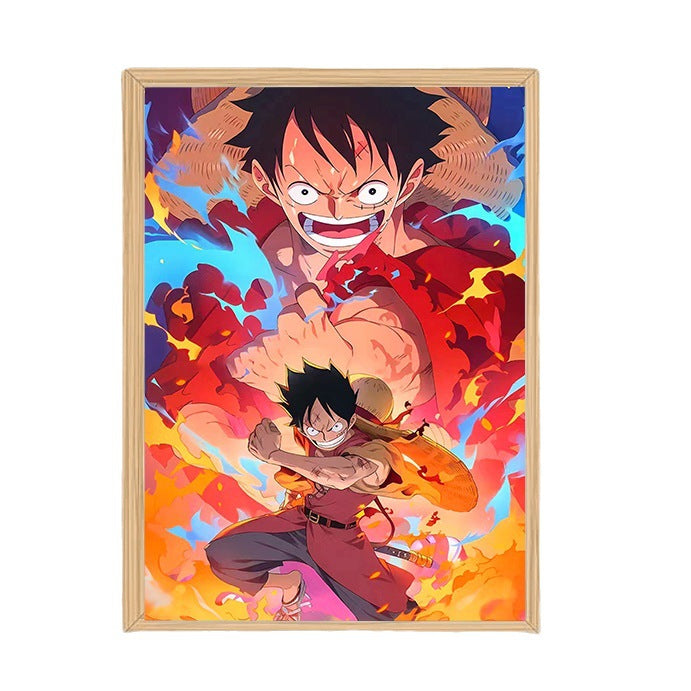 One Piece Creative Photo Frame Night Light Toy Anime Character Luffy Zoro Night Light Bedside Decoration Painting Christmas Gift - Korvel